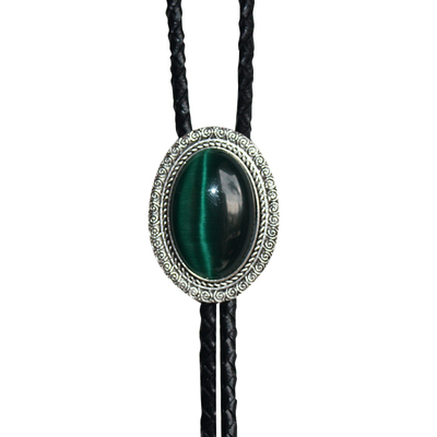 原创清新文艺墨绿色猫眼波洛领带