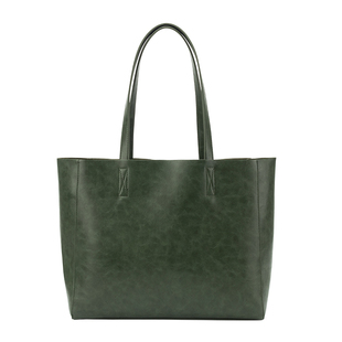 VOKOOTY墨绿色托特包油蜡软皮女包秋冬复古文艺单肩大包包购物袋