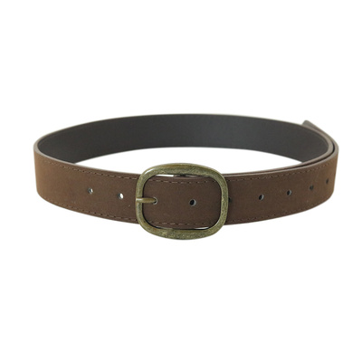 美式复古棕色针扣皮带