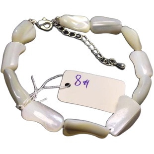 天然蝶贝壳手链 巴洛克白贝圆珠手串 海蝶贝马蹄螺 有猫眼效果