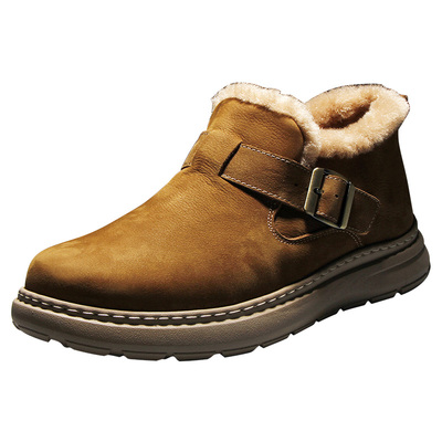 冬季新款加厚保暖雪地靴男士大棉鞋厚底防滑户外靴子加绒百搭短靴