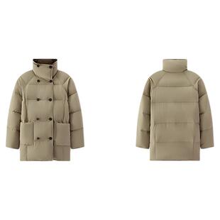 森马羽绒服女冬中长款oversize插肩袖80绒子2025新款优雅复古风衣