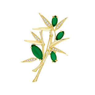 颜淡新中式翠竹镶钻胸针饰品别针西装大衣小众高级感优雅精致男女