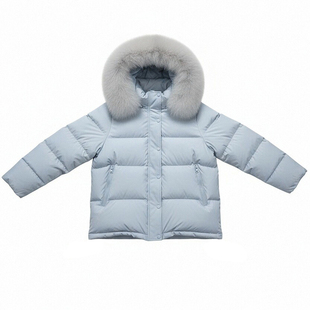 胖mm女装韩系浅蓝色加厚连帽棉服女冬季新款保暖设计感超好看外套