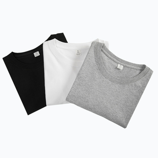 220g重磅纯色长袖t恤男女纯棉春秋季纯白黑宽松打底内搭卫衣男