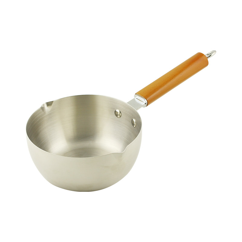 不锈钢商用木柄辅食小热雪平锅