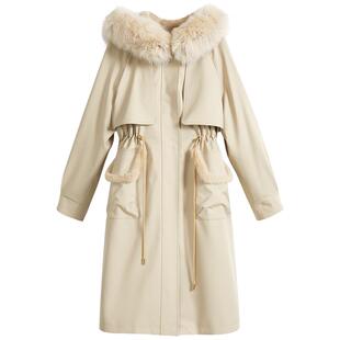 YINER音儿专选女装冬季狐狸毛皮皮草大衣拼貂派克服
