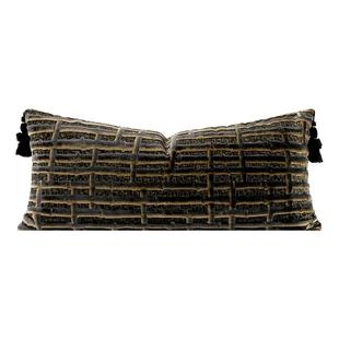 柏洛斯Geometric art〖灼星〗轻奢高级感咖色沙发长条腰枕背靠垫