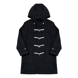 阿车家的大码jk原创日系学院风正肩牛角扣大衣加厚中长款毛呢外套