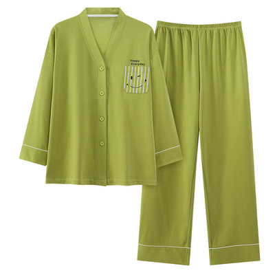 A类抗菌100%纯棉全棉面料睡衣女