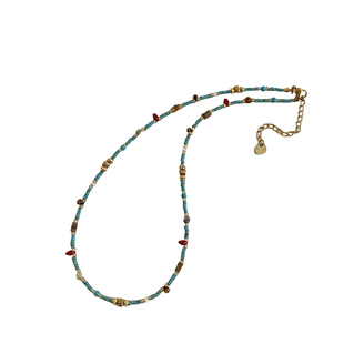 天然石绿松石串珠项链女款2025新款高级感轻奢小众设计锁骨链颈链