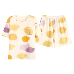 自带胸垫一体睡衣女夏季短袖韩版可爱女生免文胸可外穿家居服套装