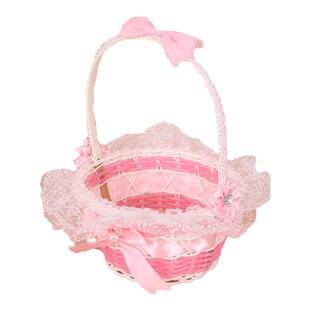 手提藤编婚庆花童撒花篮复活节糖果篮平安夜圣诞篮跳舞花瓣小花篮