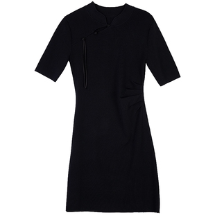 LaviniaClub新中式连衣裙夏新款别致洋气旗袍国风气质收腰小黑裙