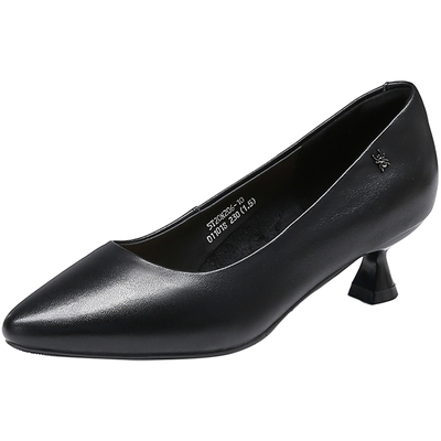 蜘蛛王真皮中跟工作鞋女