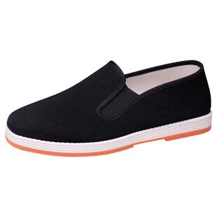 老北京布鞋男士春秋单鞋干活工作日常一脚蹬休闲帆布学生黑底男款