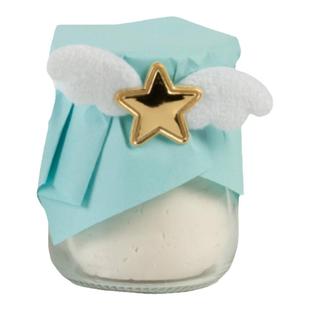 蓝色布丁杯甜品台装饰摆件一次性布丁瓶纸绑丝带玻璃瓶封口纸插件