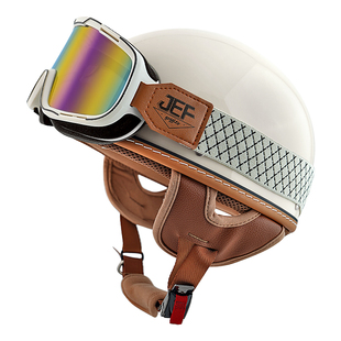 台湾JEF头盔复古半盔摩托机车电动轻便透气瓢3C安全帽四季男女夏