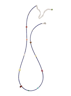 今朝极细青金石天然串珠中式项链