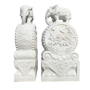 石雕门墩抱鼓石一对汉白玉象青石招财貔貅门鼓石狮子门墩家用摆件