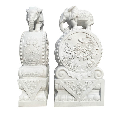 石雕门墩抱鼓石一对汉白玉门墩