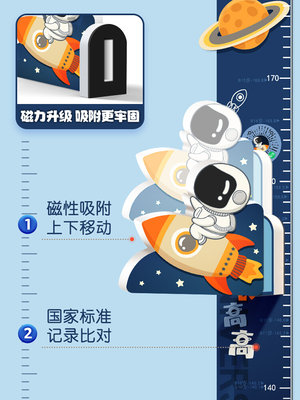 身高测量墙贴儿童身高尺3d立体卡通宝宝量身高神器测量仪可移除