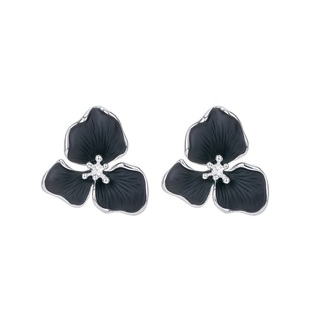 【新品】黑色花瓣耳饰女银针耳钉2026新款爆款高级感小众设计首饰