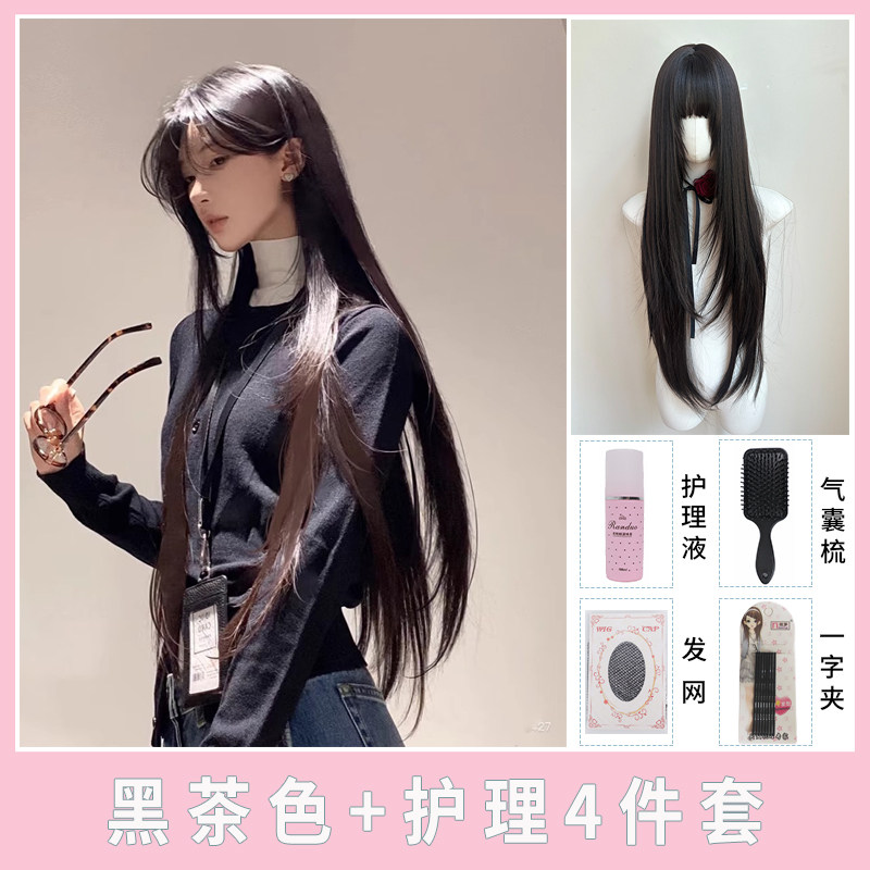 thumbnail for Daily wig full head cover female black super long straight hair whole top female age reduction high level japanese lolita hair