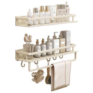 卫生间置物架浴室免打孔毛巾架一体厕所洗漱洗澡间墙上收纳架厨房
