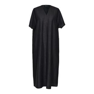 东方美学 V领龟裂纹香云纱真丝连衣裙女夏高端100桑蚕丝中长大码A