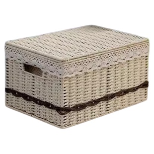 编织收纳筐手工防水复古脏衣服篮卧室衣柜仿藤编织零食玩具收纳盒