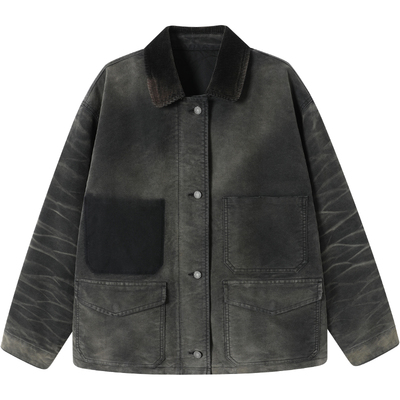 LEZORA鼹鼠皮灯芯绒翻领夹克棉服