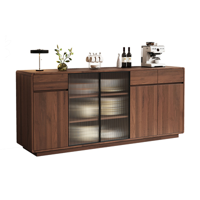 实木餐边柜靠墙一体储物柜