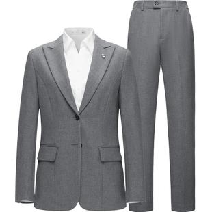 【含羊毛】HLA/海澜之家西服套装25春夏新款胸针点缀通勤套西女装