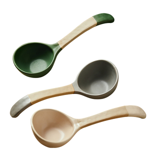 日式复古陶瓷大汤勺家用大号盛汤喝汤长柄勺子高颜值精致汤匙