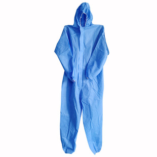 一次性防护服无纺布连帽带脚防水猪场养殖场透气膜四连体洁净服