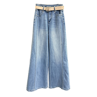 大大N货!谁穿谁夸!中高腰牛仔直筒喇叭裤女 M041368~JS