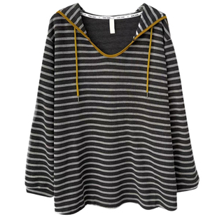 泽西风套头针织衫胖莹莹大码女装秋季休闲风条纹百搭显瘦连帽T恤