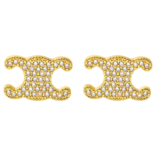 小香风微镶满钻凯旋门耳钉高版本轻奢高级感小众耳环法式复古耳饰