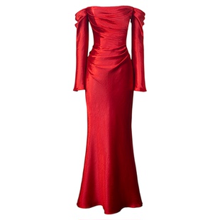 IRISY 红色抹胸新娘结婚敬酒服轻奢高级感订婚礼服晨袍长款连衣裙