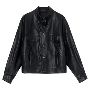 海宁女士皮衣女真皮爆款2026超火绵羊皮夹克酷飒立领减龄短款外套