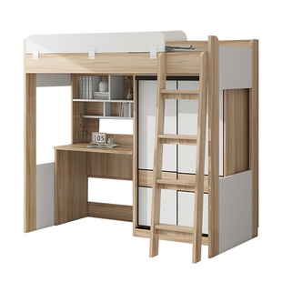 [香港包送货安装]上床下书桌衣柜一体高架上下床学生高低床组合床