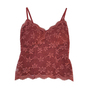 法式性感蕾丝背心免穿bra一体式内搭磨毛保暖细肩带修身叠穿打底