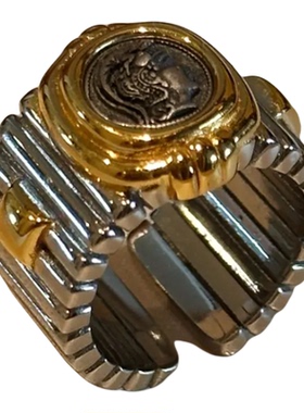 纯银复古分色戒指开口轻奢