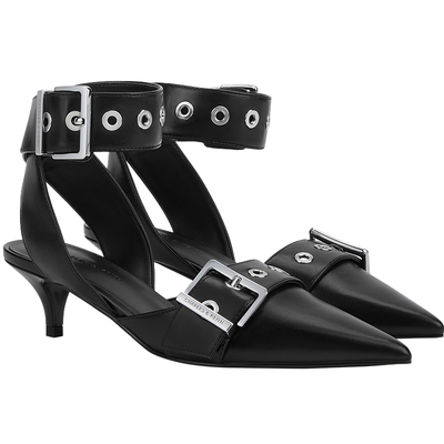 CHARLES&KEITH秋冬女鞋CK1-61720176时尚潮酷铆钉尖头猫跟凉鞋