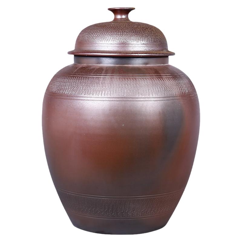 撿漏 25餅建水紫陶大茶葉罐普洱餅茶缸密封罐/跳刀柴燒大茶缸G76