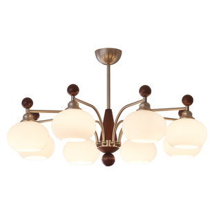 铭琢灯饰中古风客厅灯吊灯护眼复古餐厅卧室灯具高档原木风胡桃木