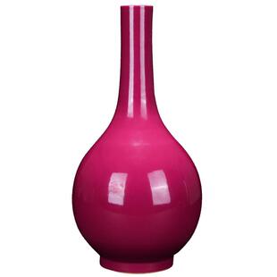 景德镇陶瓷 现代简约胭脂红胆瓶装饰摆件 新中式家居客厅玄关瓷器