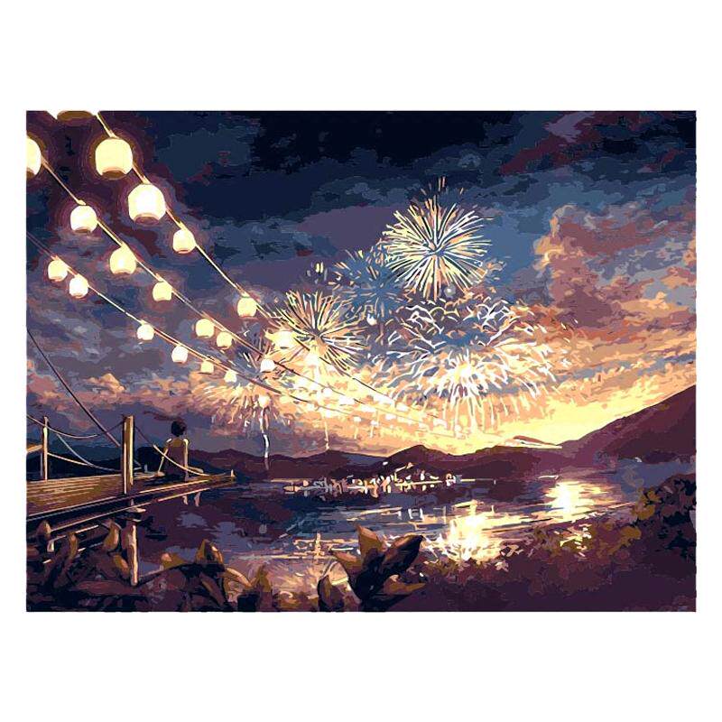 diy数字油画客厅大幅风景人物