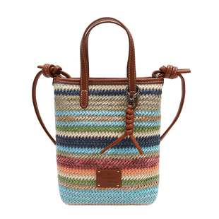 南风Chio2nd 霓虹花园水桶包秋冬草编包手提小包女编织单肩斜挎包